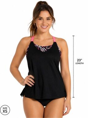 ZeroXPosur Women's One-Piece Swimwear with Mesh Tank Overlay - Size XS - NWT